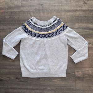 Vintage St Johns Bay Women's Sz Small Fair Isle Sweater Blue Nordic Cardigan